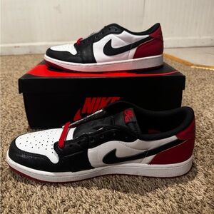 Preowned - Air Jordan 1 Retro Low OG Black Toe Men's Size 12